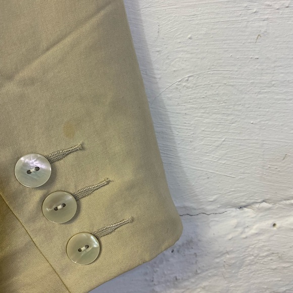 Casual Corner Vintage 100% Silk Tan Silk Blazer with Pockets Safari Inspired - Picture 6 of 8